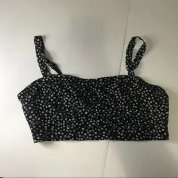 Bethany Mota Flower Crop Bra Top Black and White Sexy Back Floral XL - Picture 5 of 8